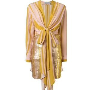 Silvia Tcherassi pink & green sequin silk dress S